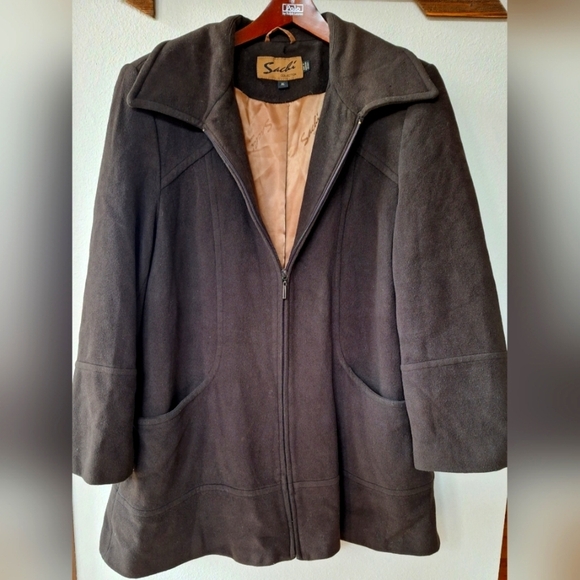 Sachi Womens Cashmere Wool Blend Zip Up Chocolate Brown Coat Size XL - Picture 1 of 8